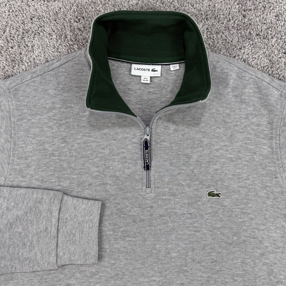 Lacoste Rib Interlock 1/2 Zip Pullover Men's 3XL Gray Long Sleeve Crocodile